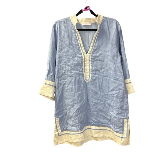 BuddyLove Harper Baby Blue Linen Mini Dress Resort Vacation Style Large - Picture 4 of 6